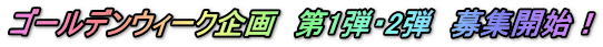 ゴールデンウィーク企画 第1弾・2弾 募集開始!